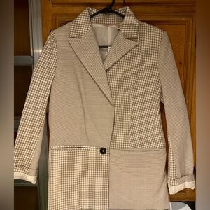 NWT Willow & Root Checkered Tan Women's Blazer Size XS SUPER CUTE 🔥🆕